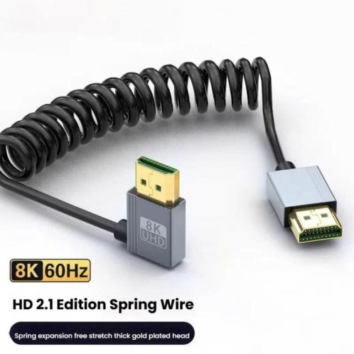 Câble à ressort HDMI 2.1 8K 60 Hz, longueur de 0,5 m, spécifications : tête droite SH20011545-07